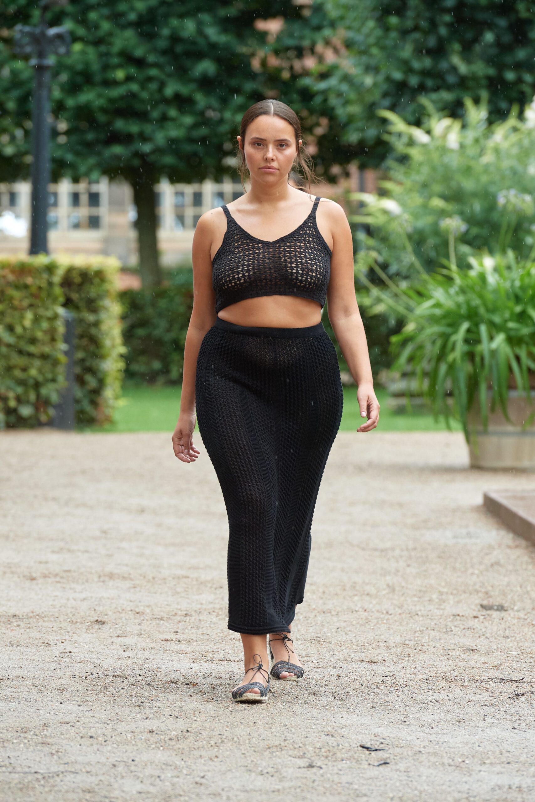 Model wearing black skirt from Skall Studio at CPFW SS24