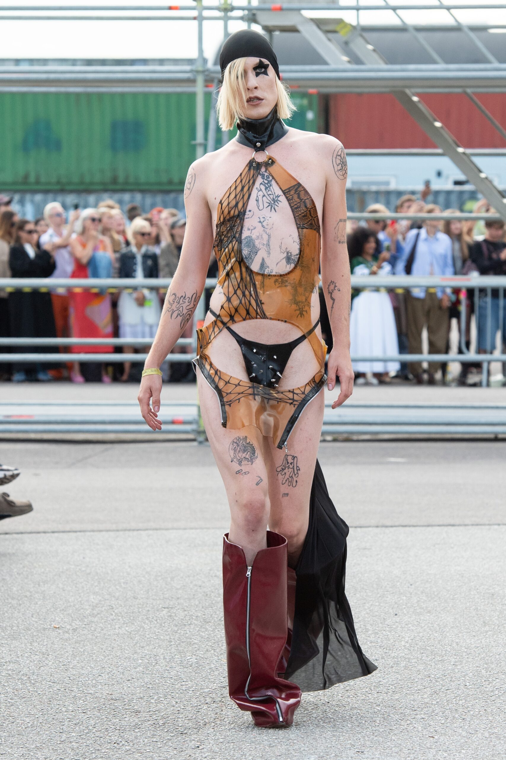 Model wearing Alectra Rothschild/Masculina SS25 during Copenhagen Fashion Week